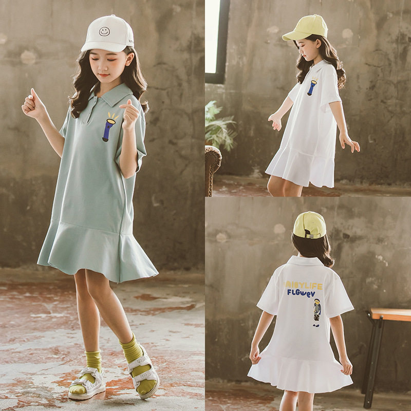 Girl's skirt Summer 2022 Polo Ocean Dress Girls Great Boy Academy Wind Children's Skirt Summer Style Foreign Pie