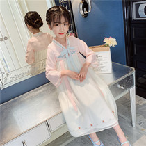 Girl Han Clothing Spring Autumn Children Han Fu Girl Ancient Dress Superfairy 12 Year Old Girl Han Fu Embroidery Jacket Fairy Flutter