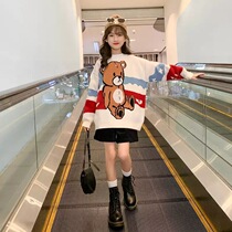 Girl sweaters 2022 New autumn and winter Korean version Loose Big Boy Women Dress Foreign Air Trendy Thickened Knit Undershirt