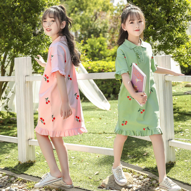 Girls Dress Summer 2022 Han - Edition Polo dress for children's dress summer - pie cherry skirt