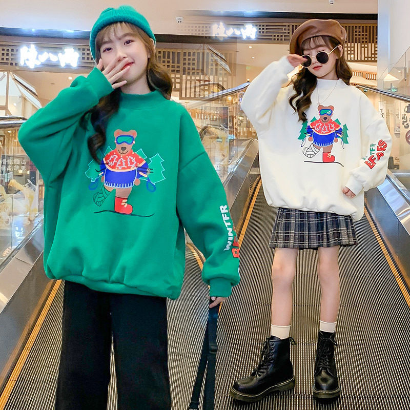 Girl Plus Velvet Clothing Net Red Girl Clothing 2022 New Tide Trendy Winter Dress Korean Version Big Boy Burst