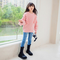 Girl Sweater Sweatshirt 2022 New Autumn Winter Great Boy Dress Foreign Air Trendy Thickened Knit Undershirt