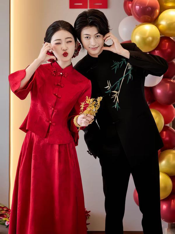 【Red Rhythm Full】Xiuhe Wedding Dress 2026 New Chinese Style Wedding Dress for Petite Women with a High-End Feel, Bridal Gown for Women