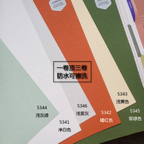 South Korean LG waterproof washable wall paper Nordic minimalist numb tattooer green orange picnic dining room decoration background