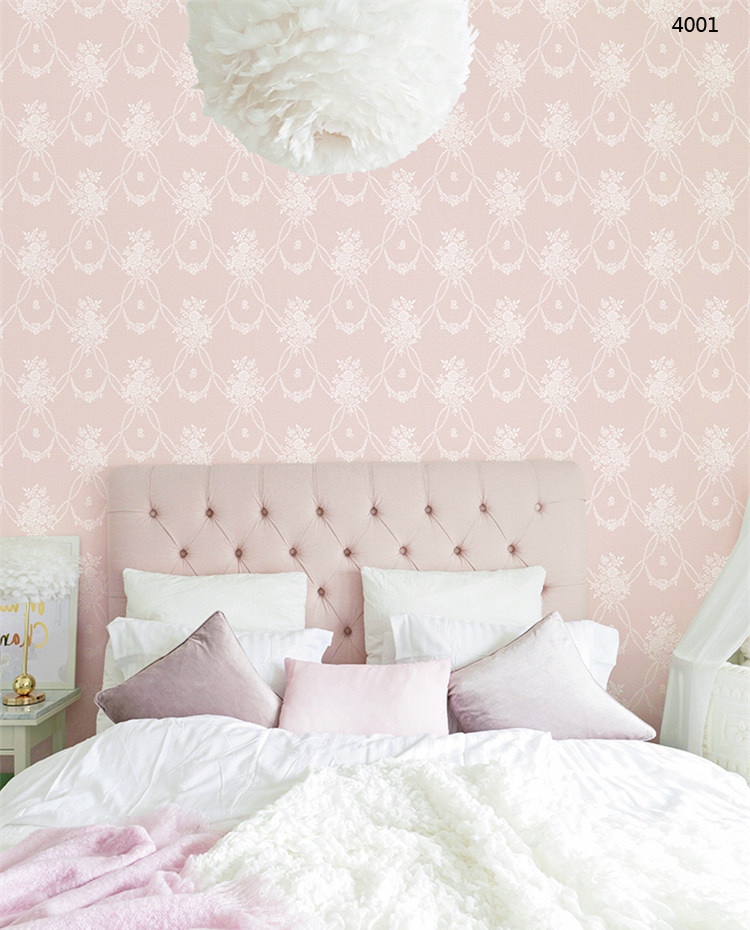 Spot Korean LH wallpaper can scrub wallpaper American paddy blue warm bedroom background wall French wind