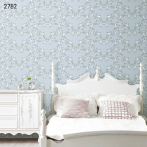 South Korean AV field Park Morandi light grey blue small floral Han style bedroom background wall waterproof washable wall paper