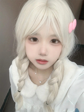 Белый парик с длинными волосами фото