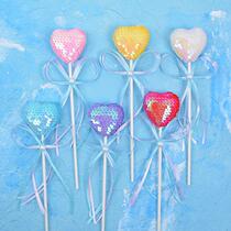 Cake decoration flag-planting bow-knot sequins sparkling gold love heart-shaped spherical plug-in baking dessert table dress accessories
