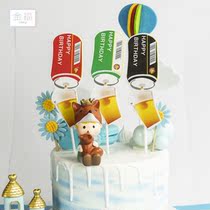 (Special Price) Birthday Cake Decorations s Little Red Book Beer Card CREATIVE CAKE DECORATION PLUG-IN DESSERT TABLE