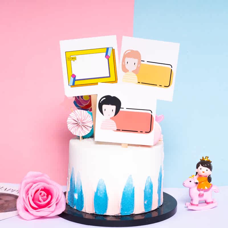 (Special) web celebrity birthday cake decoration can write blank insert card Korean insert card baking dessert table plug-in