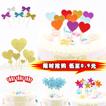 Net red birthday cake decoration decoration crown love-shaped plug-in flag 520 baking happy birthday plug-in card