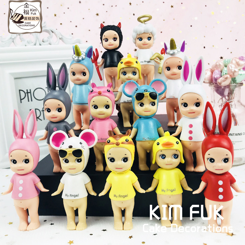 Angel doll ornaments devil unicorn birthday cake decoration baking dessert table scene cute couple doll