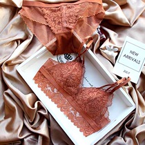 Midnightblue spring summer no steel ring French triangle cup ultra-thin lace embroidered underwear sexy bra set