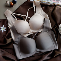 One piece of seamless cross back front buckle underwear small chest gathering no steel ring comfortable bra wide shoulder strap without restraint
