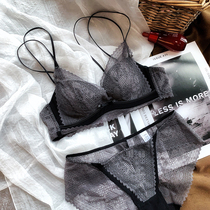 MIDRIGHT BLUE New Pint Triangle Cup No Steel Ring Slim Cup Cross Beauty Back Lingerie Girl Cute Bra Set