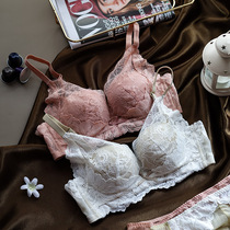 Elegant beautiful romantic lace underwear small chest big no steel ring gathering students soft adjustment bra set
