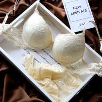 Midnight Blue Lingerie Girls Europe and America France Deep v Sexy Lace gather Bra Set Simple Embroidery Bra