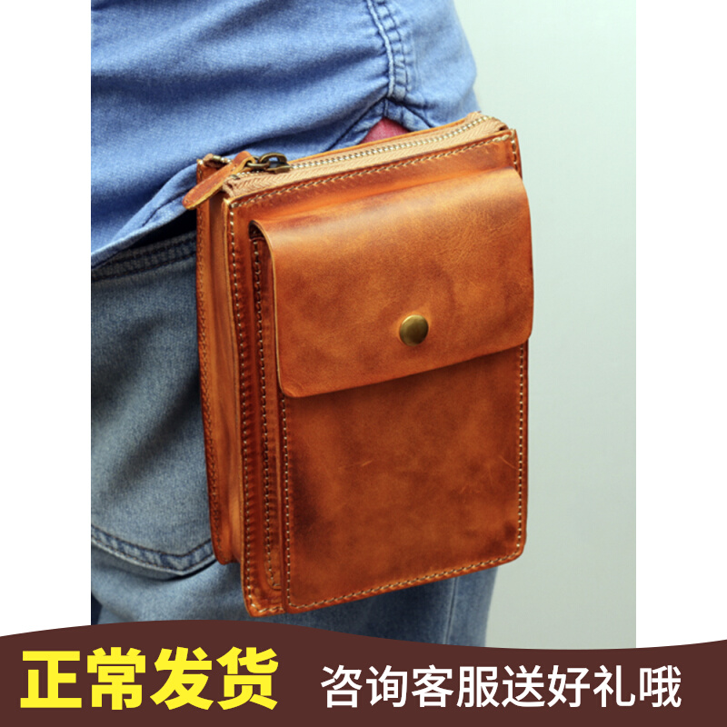 Love Leather Art Comeback Bull Leather Handout Purse Men's Plant Tannins Multifunction Single Shoulder Diagonal Satchel leather Ferris Locomotive Bag Tactics