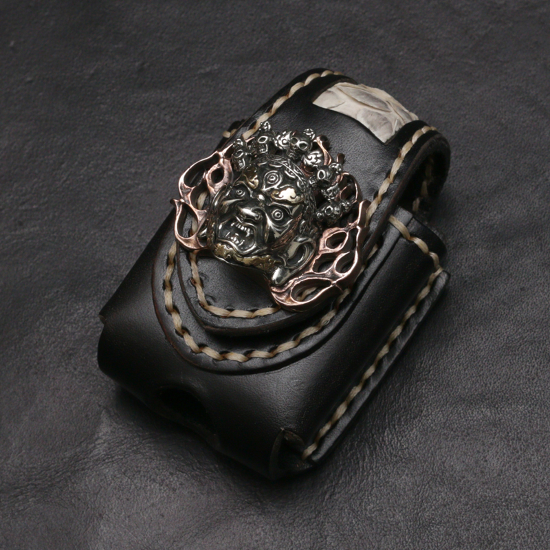 Love leather art lighter bag @ hand-stitched cowhide retro ZIPPO small waist bag leather Zhibao suruo lighter leather case