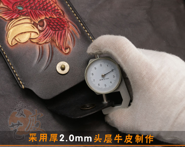 Mực túi điện thoại di động! Toàn màn hình 6,6 inch đeo dây da toàn bộ bằng da chạm khắc da may mắn bộ điện thoại di động - Túi điện thoại túi kẹp nách nữ