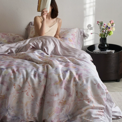 Летний комплект, шелковая простыня, пододеяльник, 60 шт, 4 предмета, постельные принадлежности, 1.8м