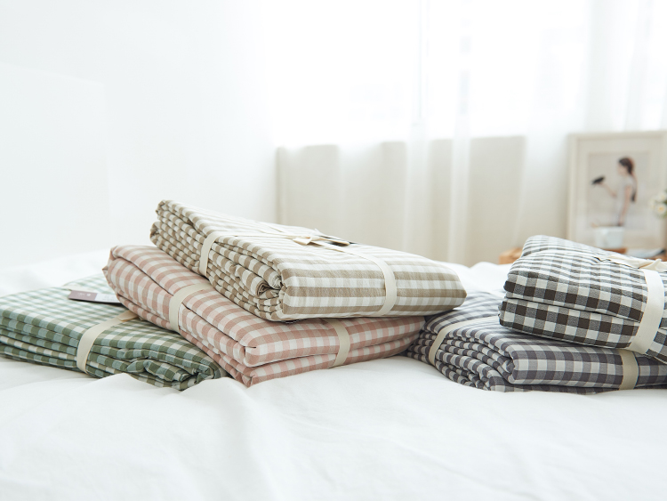 Rửa bông kẻ sọc bông quilt cover mảnh duy nhất đơn giản màu rắn Tân Cương cotton đơn đôi quilt cover giường đơn giản