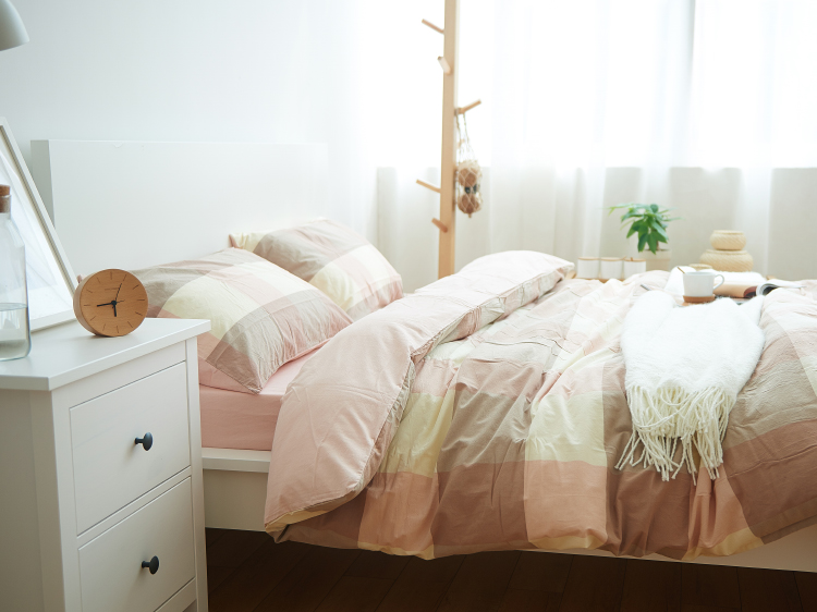 Rửa bông kẻ sọc bông quilt cover mảnh duy nhất đơn giản màu rắn Tân Cương cotton đơn đôi quilt cover giường đơn giản