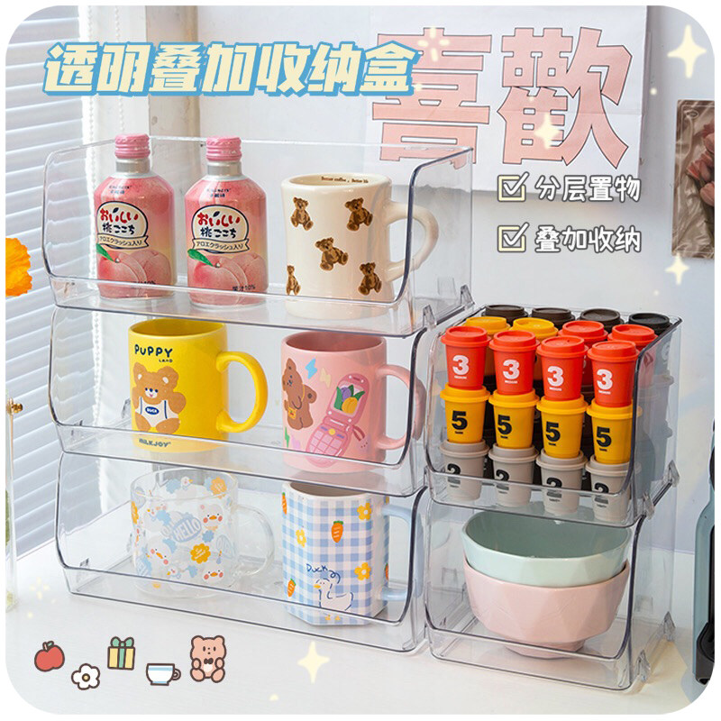 Acrylic cup rack table top cup holder dust-proof glass mark cup accommodating case Double-placed cup holder woman