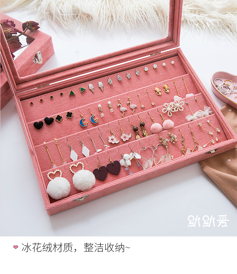 Hoa tai stud hộp lưu trữ tay đồ trang sức hộp lưu trữ bông tai trang trí nhẫn hoàn thiện hộp lớn công suất bông tai nữ - Nhẫn nhẫn nam kim cương