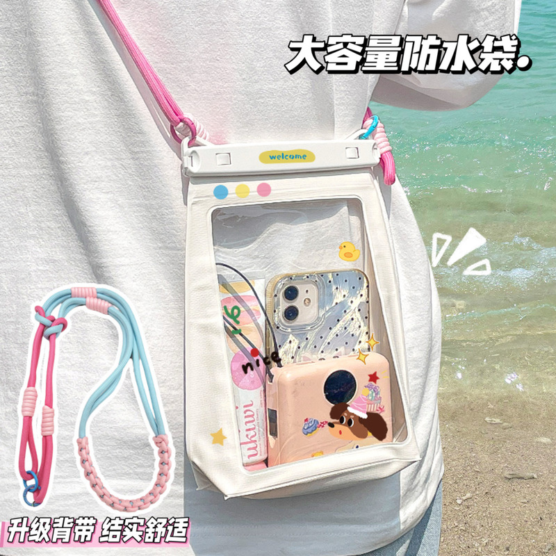 Large Capacity Waterproof Phone Bag, Large Transparent Touchscreen-Compatible Beach Swimming Special Floating Gadget Crossbody Bag