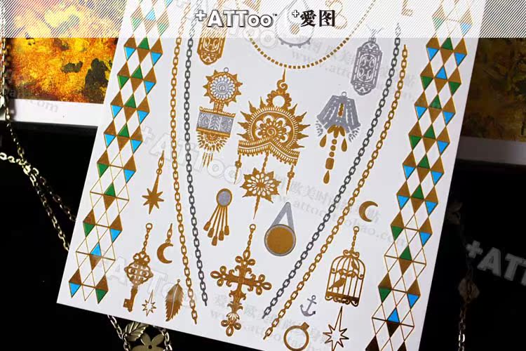 Hot dập bạc hình xăm dán bền không thấm nước kim loại hình xăm che sẹo cơ thể vòng tay vòng cổ chim lồng chéo hinh xam dan
