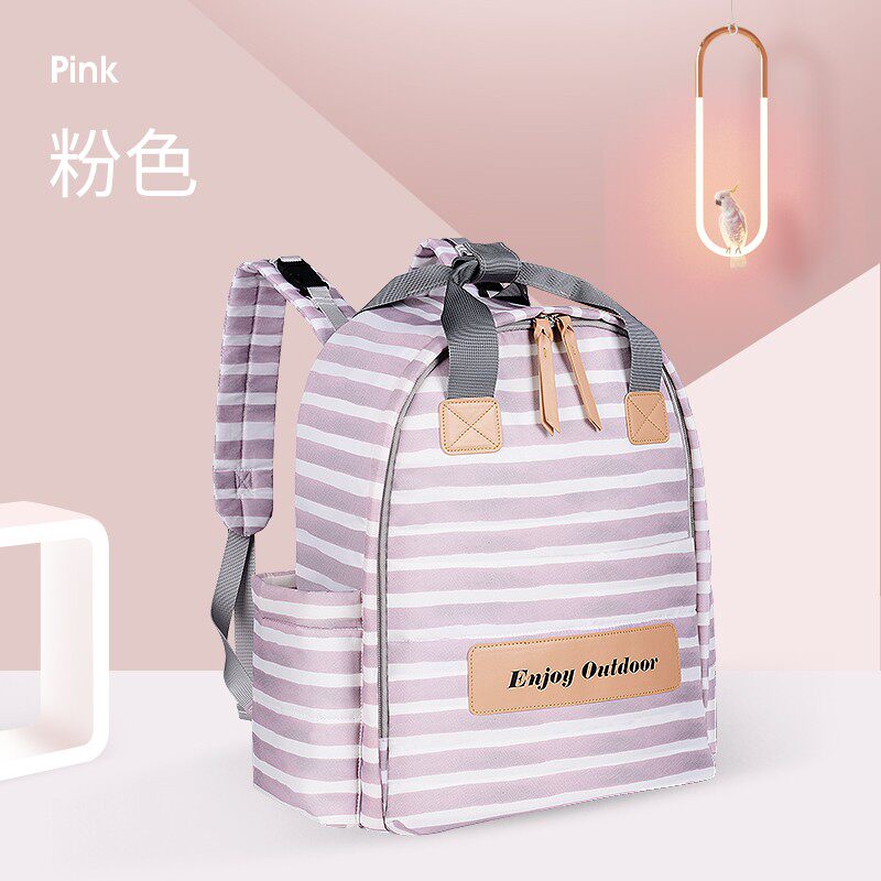 Korean version striped mommy bag mommy bag large-capacity waterproof mommy bag diaper bottle clothing storage backpack