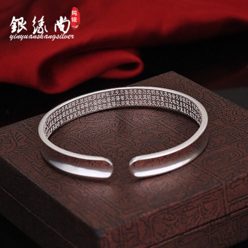 Pure Silver Hearts Warp Glossy bracelet 999 foot silver opening Guiffee Concave Special wide silver bracelet Sub-simplified version silver bracelet woman-Taobao