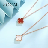 Ожерелье, бриллиантовая подвеска, цепочка до ключиц, золото 750 пробы, легкий роскошный стиль, четырехлистный клевер, изысканный стиль