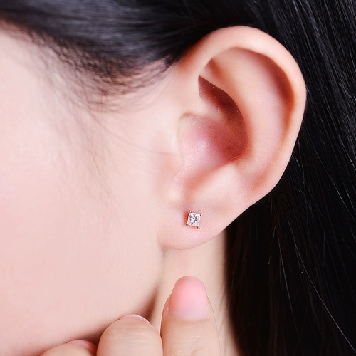 Золотые серьги для принцессы, 18 карат, розовое золото, простой и элегантный дизайн