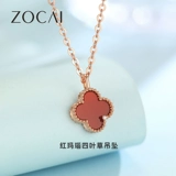 Ожерелье, бриллиантовая подвеска, цепочка до ключиц, золото 750 пробы, легкий роскошный стиль, четырехлистный клевер, изысканный стиль