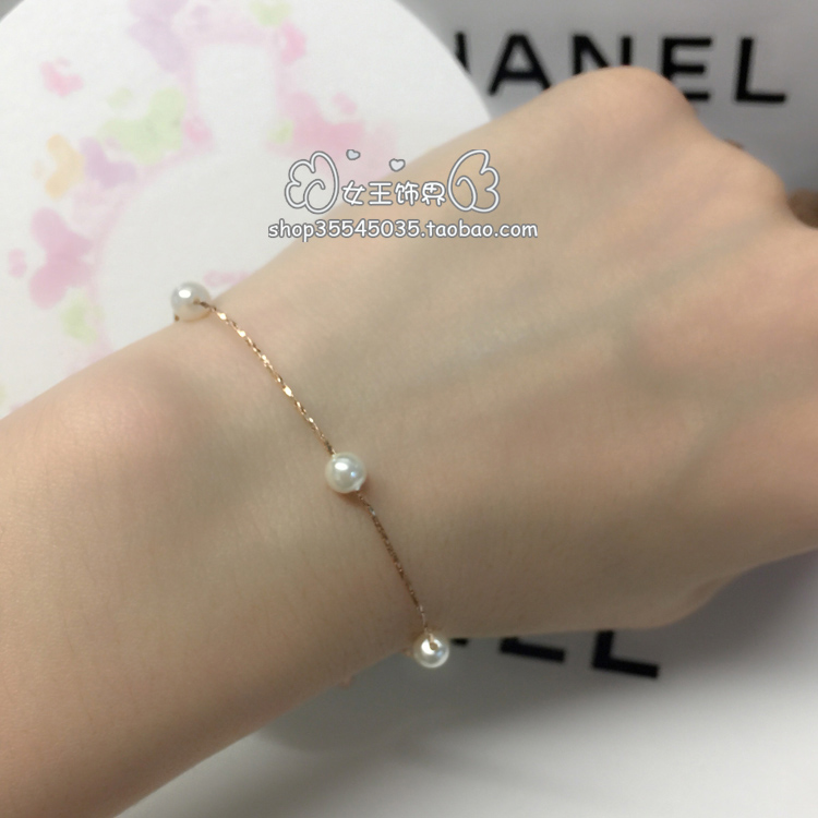 Nhật Bản và Hàn Quốc mạ vàng hồng ngọc trai 18k vòng chân nữ vòng đeo tay nữ trang sức thời trang Hàn Quốc với cùng một bộ sản phẩm mới - Vòng chân lắc chân bạc pnj
