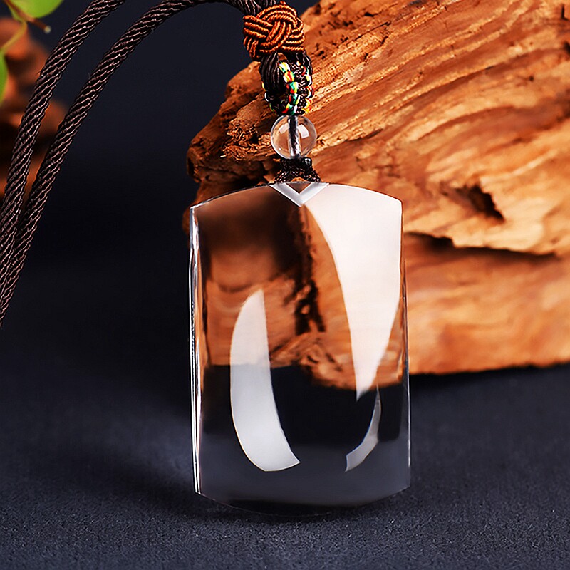 Natural White Crystal Safe without a sign pendant Seiko Edition Strict Cursive cursive with Ping An Square Card Lettering Necklace Pendant Customised