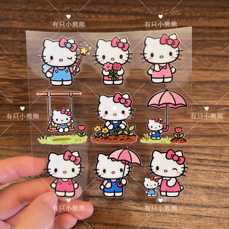 Cartoon Kt Swing Transfer Stickers Cute Hello Kt Cat Water Cup Phone Notebook Handmade DIY Waterproof Car Stickers