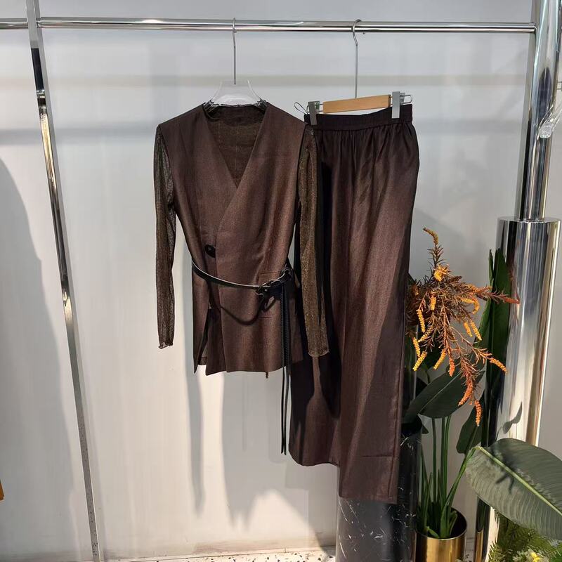 1901-26069981 Authentic Autumn Lace-Up Waist-Cinching Three-Piece Suit with Pants, Fashionable and Slimming 1901-26069981 Authentic Autumn Lace-Up Waist-Cinching Three-Piece Suit with Pants, Fashionable and Slimming