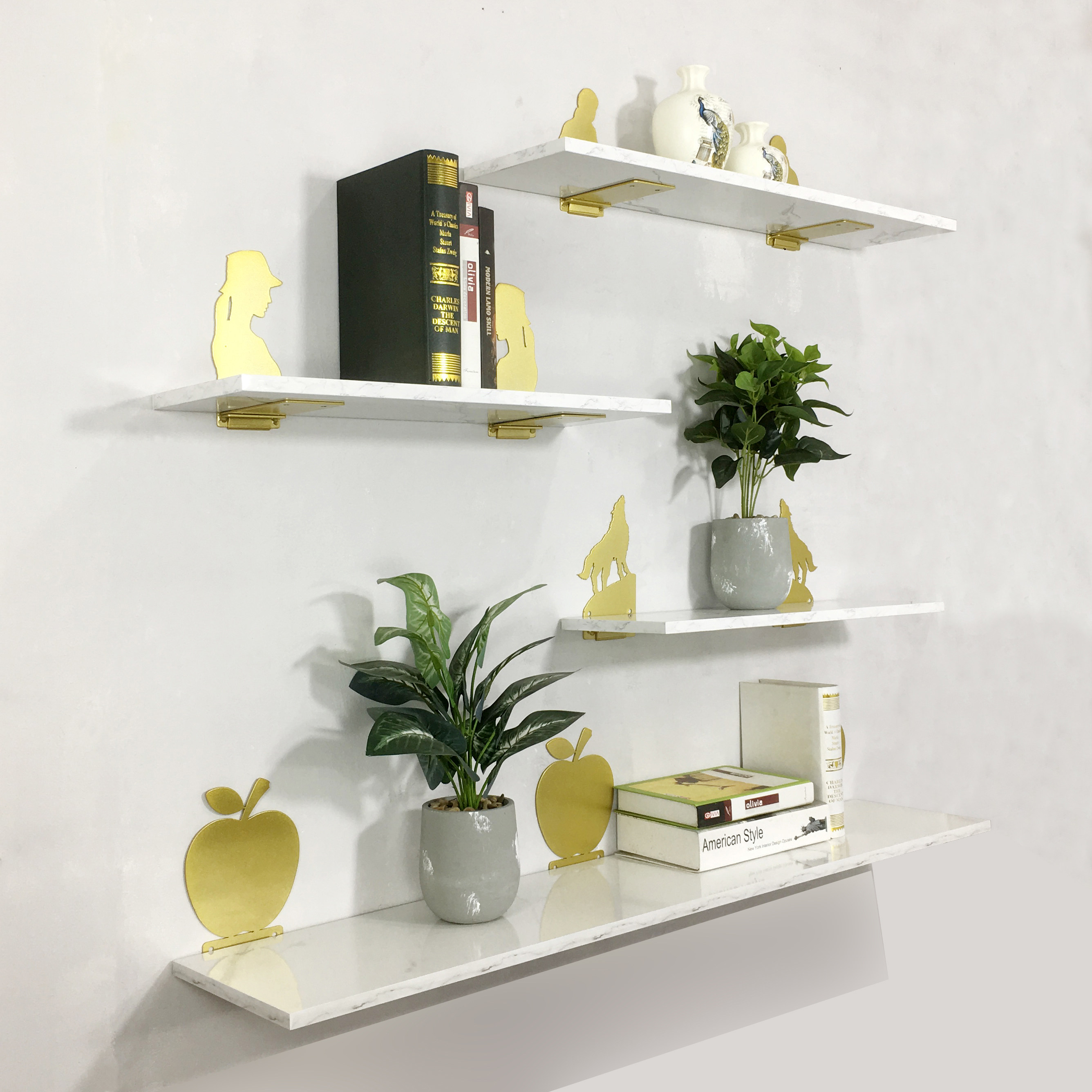 Wall-plated solid wood partition wall wall hanging wall without punching decoration bookshelf wall collection