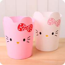 kitty mini trash can desktop cute shake lid storage bucket student dormitory stationery storage bedside small paper basket