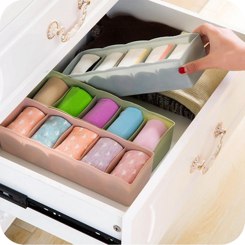 5 grid sub-grid underwear storage box Plastic socks underwear finishing box Desktop drawer storage box storage box