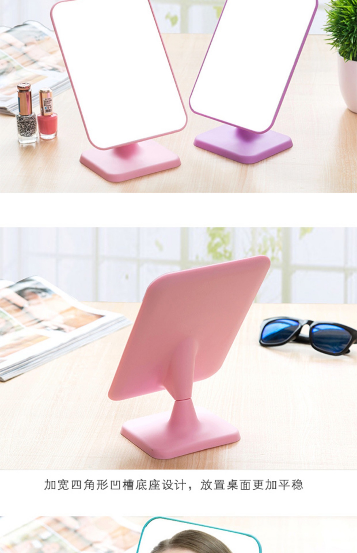 Gương máy tính để bàn một mặt Hàn Quốc Gương lớn vanity vuông Gương gấp di động công chúa gương đẹp - Gương guong treo tuong