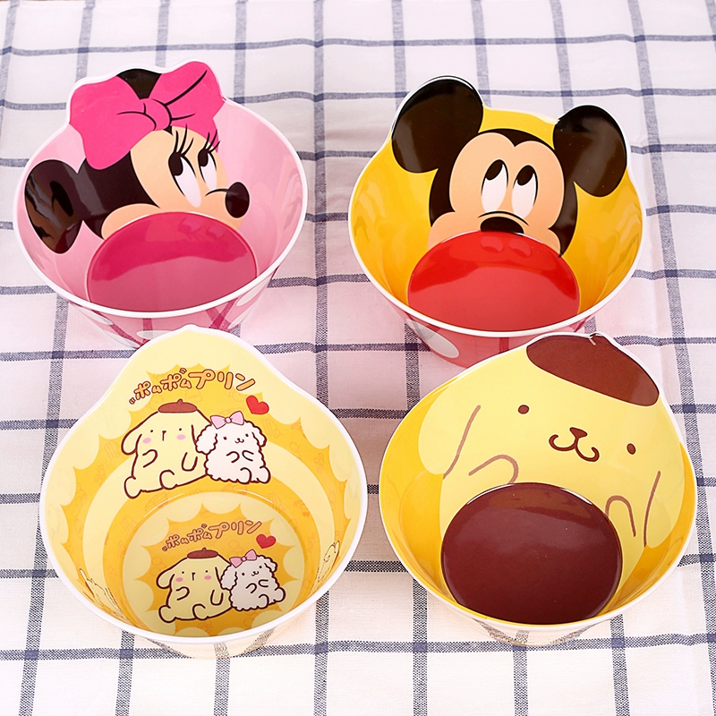 Phiên bản tiếng Hàn của bát cơm nhựa sáng tạo dễ thương hoạt hình trẻ em bát chống rơi bát Bộ đồ ăn tráng miệng Nhật Bản - Đồ ăn tối
