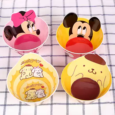 Korean plastic rice bowl creative cute cartoon children anti-drop soup bowl Japanese tableware dessert bowl