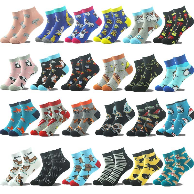 Trendy Cross-Border Export Socks, Animal Socks, Unisex Short Socks, Floral Socks, Amazon Trendy Socks, Dropshipping Socks