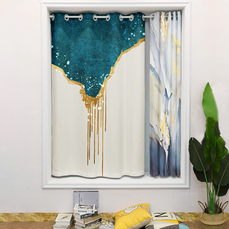 Finished Product Short Door Curtain Art Oil Painting Decoration Bathroom Toilet Partition Book Room Children Room Balcony Shading and insulated semi-curtain