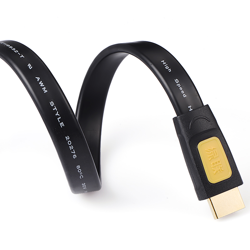 Green Union flat HDMI line gold plated double PVC hdmi 1 4 3d high picture quality line connection TV data line