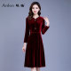 Ellen gold velvet dress 2023 new spring and autumn retro temperament women's long-sleeved pleated A-line bottoming skirt